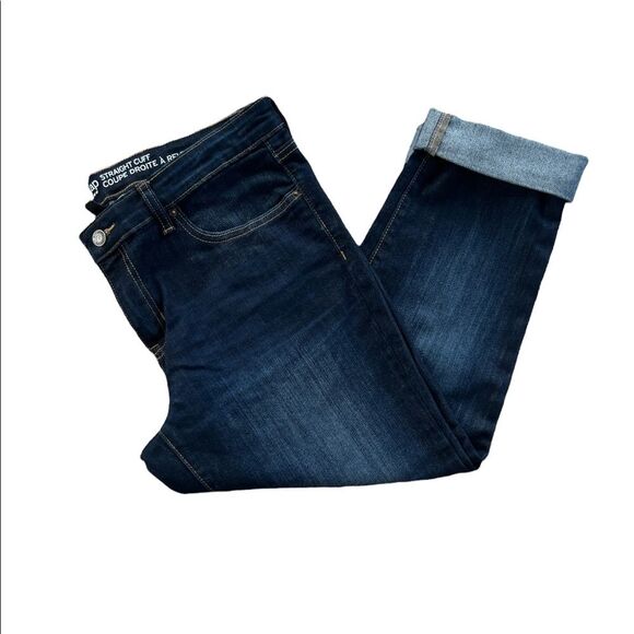 GAP Cuff Indigo Normcore Mid Rise Dark Wash Blue Capri Mid Ankle Jeans Size 12R - Picture 3 of 11